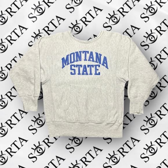 VTG 90s Montana State Champion Reverse Weave Crewneck Made in USA Size M - Picture 1 of 16
